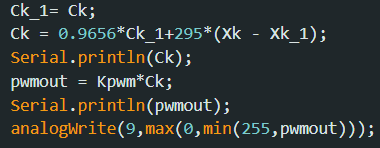 Arduino implementation of the stateful controller and saturated PWM output