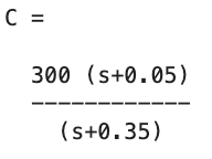 Continuous-time controller transfer function